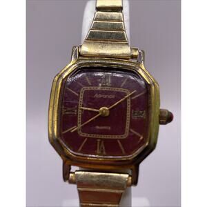 Advance Quartz Gold Tone Red Vintage Womens Watch New Battery